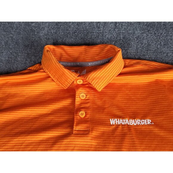 Whataburger Men's Collared‎ Polo Sz M Uniform Orange Striped Employee Workwear - Picture 2 of 8